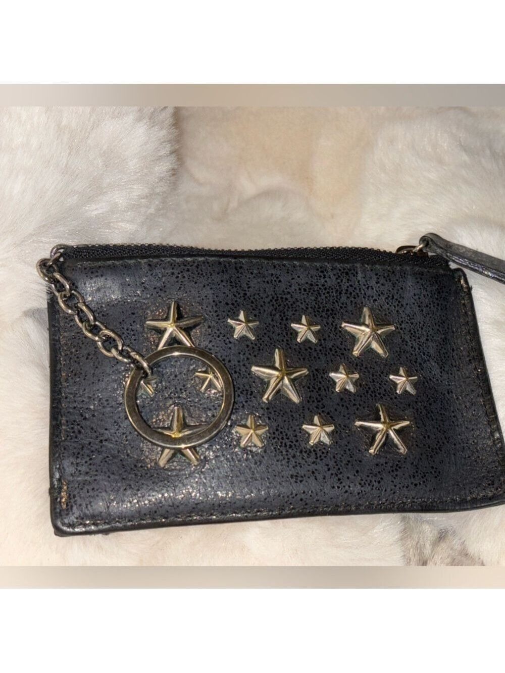 Jimmy Choo Black Clutch with Gold Star Accents